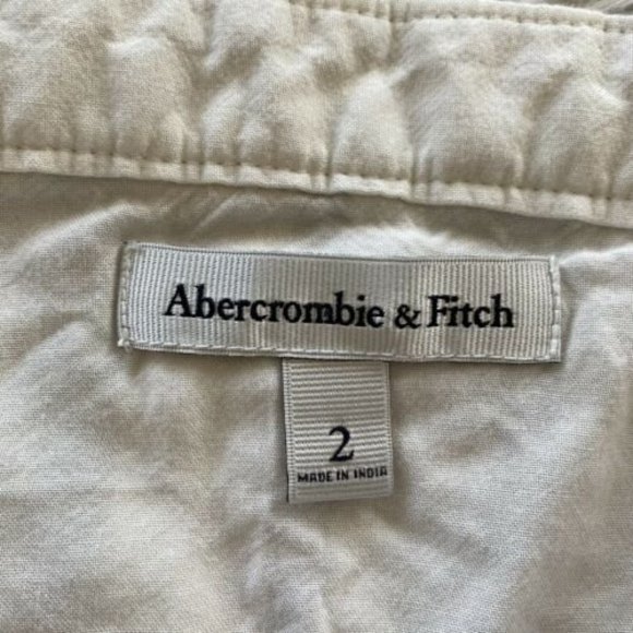 Abercrombie & Fitch Button Down Midi Pencil Skirt Cream Blue Striped linen - Picture 6 of 10